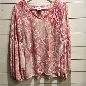 CAbi Women’s Blush and Coral Snake Print Blouse